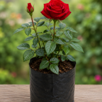 English Red Rose in 4" nursery bag