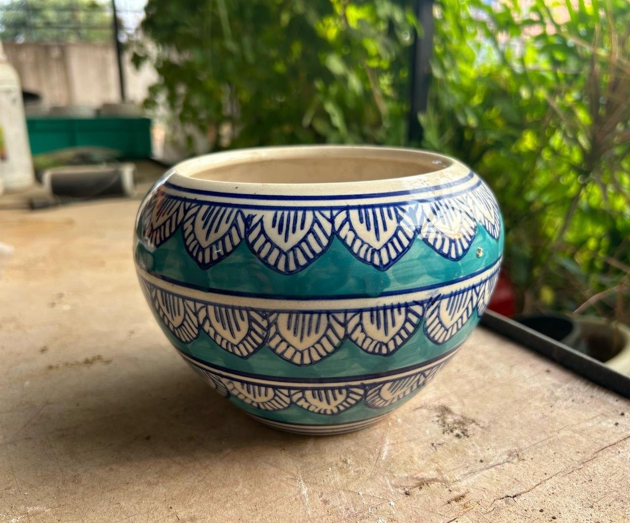 Pot ceramic Designer blue- 6 inch