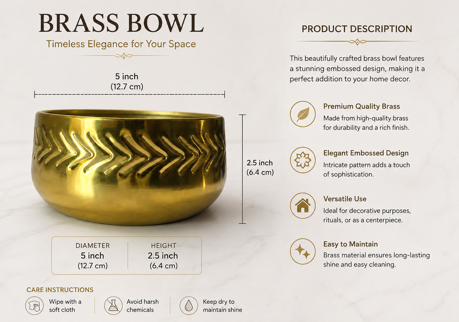 Gold Finish Arrow hammered 5" Metal Pot - Image 2
